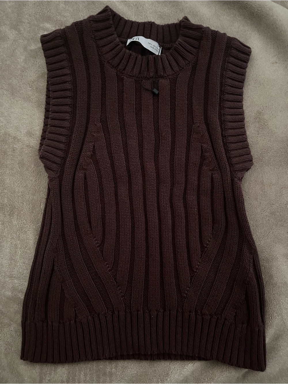 Sleeveless Sweater Tank - Deep Brown